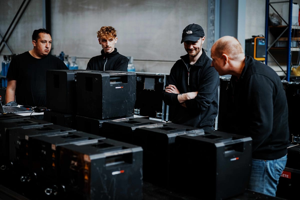 The Hyred team in the warehouse